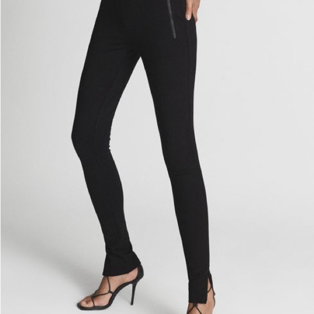 Reiss Black Skinny Pants with Slit Detail